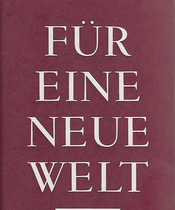 Für eine neue Welt, book cover