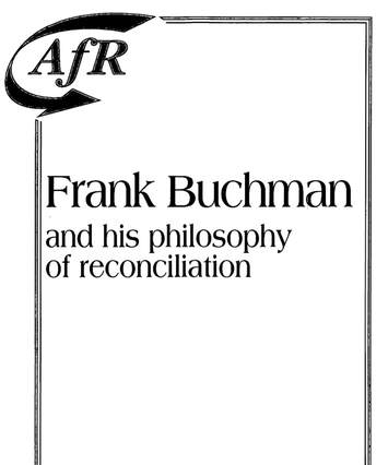 Cover of Frank Buchman and his philosophy of reconciliation