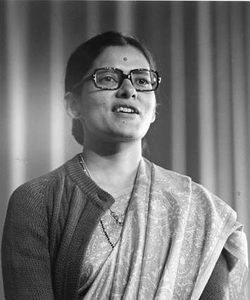 Usha Gandhi, B&W portrait photo