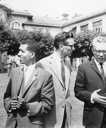 Theophil Spoerri, Peter Korman, Prof. Hazeghi, B&W portrait photo