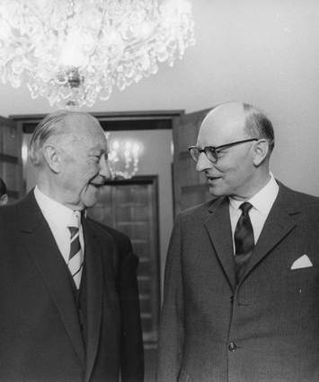 Konrad Adenauer & Richard von Hessen, B&W portrait photo