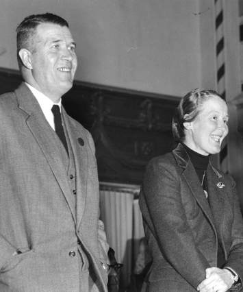 Brig. Hans Ueli von Erlach and his wife, B&W portrait photo