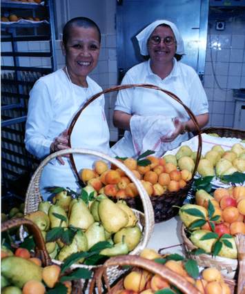 Renée Pan in Caux kitchen