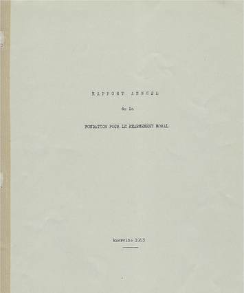 Rapport Annuel de la Fondation pour le Réarmement moral 1953, cover