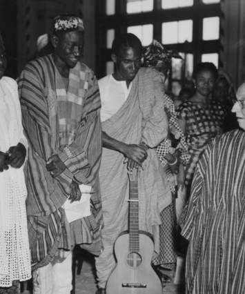 Frank Buchman with West African delegation at Caux, Switzerland