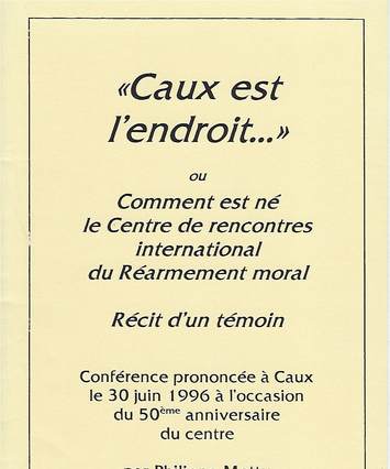 "Caux est l'endroit", couverture de brochure par Philippe Mottu