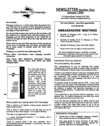 Clean Slate Campaign newsletter cover