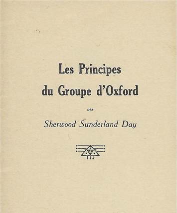 "Les principes du Groupe d'Oxford" couverture pamphlet de Sherwood Day, 1935