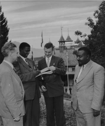 Prof Braam Nel, Person Unknown, Nico Ferreira and Dr William Nkomo at Caux