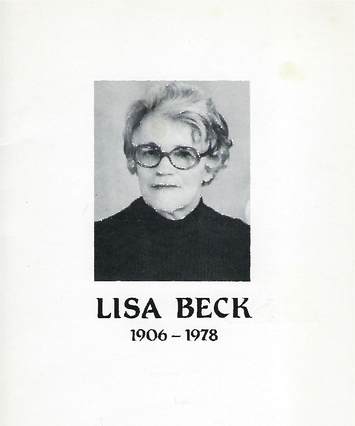 "Lisa Beck 1906-1978" booklet cover