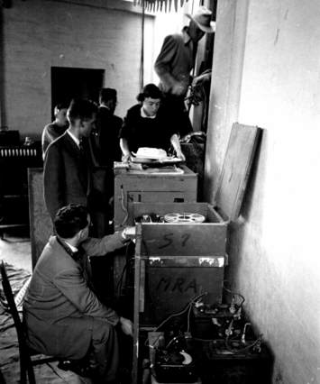 The sound technicians in action in Lucknow, India.