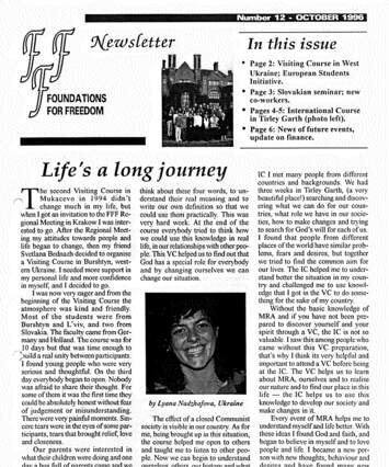 Foundations for Freedom Newsletter cover, October 1996