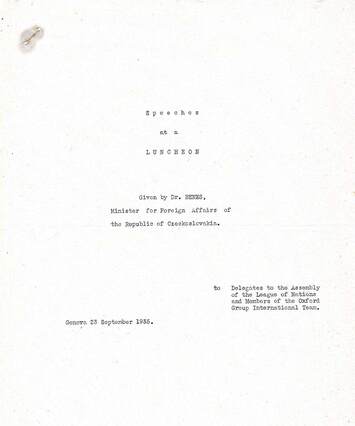 Cover page of 1935 OG luncheon in Geneva, full texts