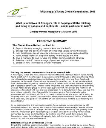 Cover of IofC Global Consultation, Malaysia, March 2006
