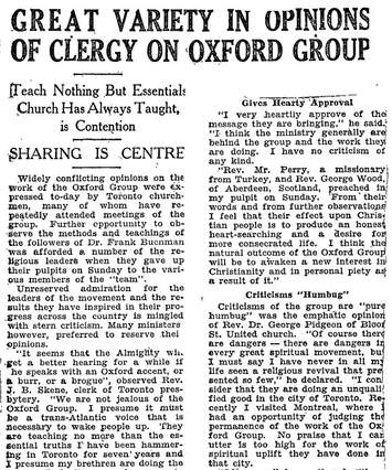 Cover of Great Variety in Opinions of Clergy on Oxford Group