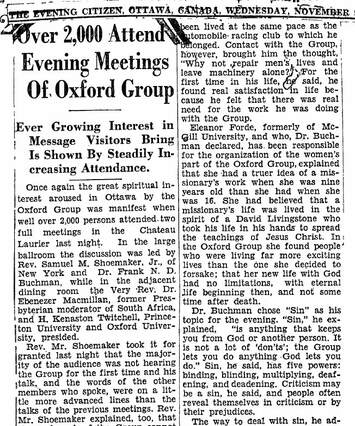 Cover of Over 2,000 Attend Evening Meetings of Oxford Group