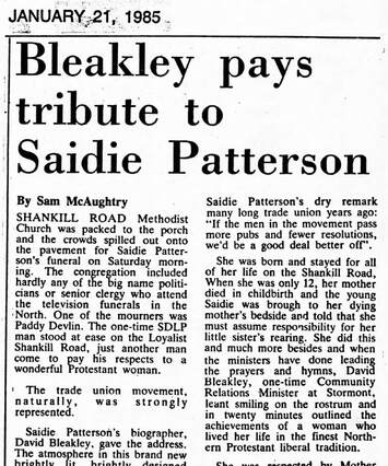 Cover of Bleakley Pays Tribute to Saidie Patterson