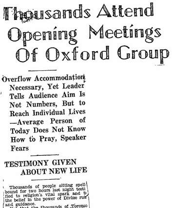 Cover of Thousands Attend Opening Meetings of Oxford Group