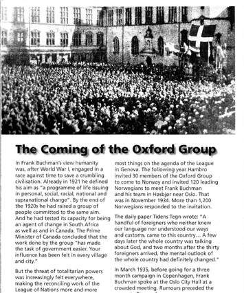 Cover of The coming of the Oxford Group to Denmark in 1935