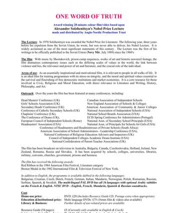 Cover of One Word of Truth: Factsheet