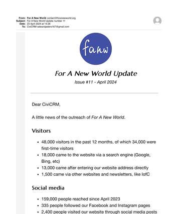 Cover of For A New World Update 2024 - 11 - April