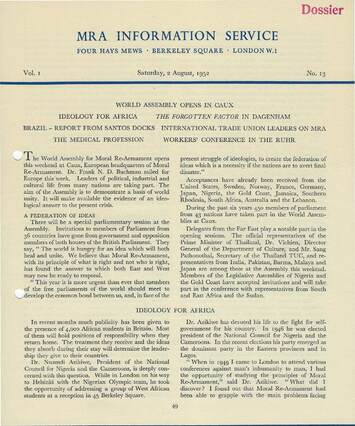 Cover of MRA Information Service - Vol. 01 No. 13, 1952-08-02
