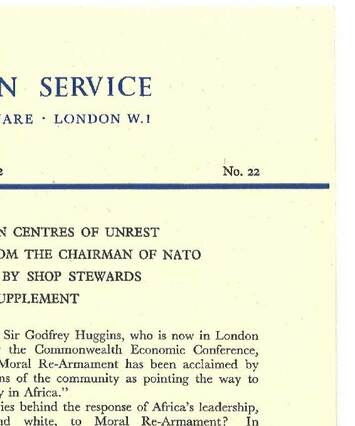 Cover of MRA Information Service - Vol. 01 No. 22, 1952-12-06