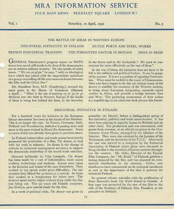 Cover of MRA Information Service - Vol. 01 No. 05, 1953-04-12