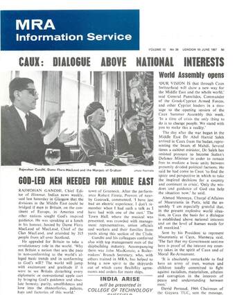 Cover of MRA Information Service - Vol. 15 No. 39, 1967-06-10