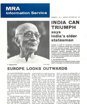 Cover of MRA Information Service - Vol. 16 No. 04, 1967-10-07
