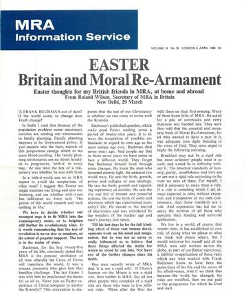 Cover of MRA Information Service - Vol. 16 No. 30, 1968-04-06