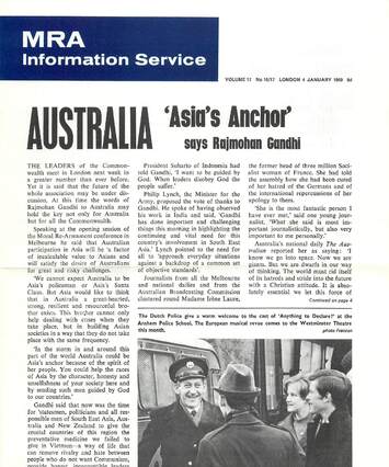 Cover of MRA Information Service - Vol. 17 No. 16, 1969-01-04