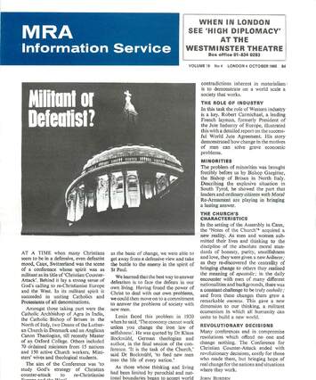 Cover of MRA Information Service - Vol. 18 No. 04, 1969-10-04