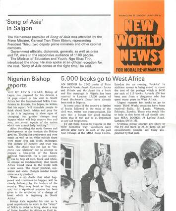 Cover of New World News - Vol. 22 No. 32, 1974-06-01
