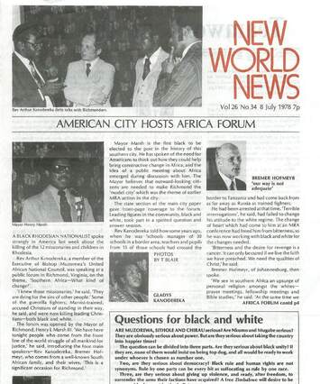 Cover of New World News - Vol. 26 No. 34, 1978-07-08