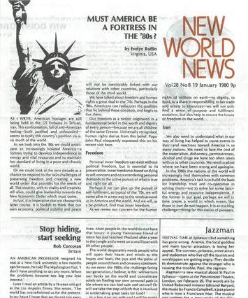 Cover of New World News - Vol. 28 No. 08, 1980-01-19