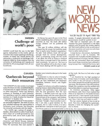 Cover of New World News - Vol. 28 No. 20, 1980-04-19
