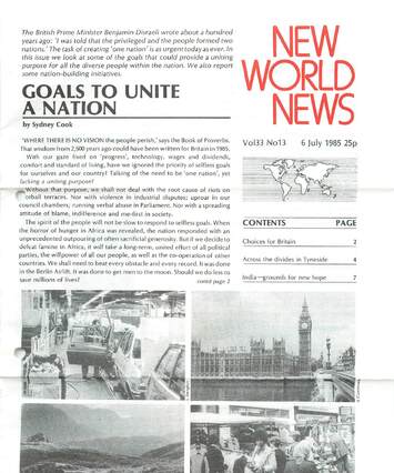 Cover of New World News - Vol. 33 No. 13, 1985-07-06