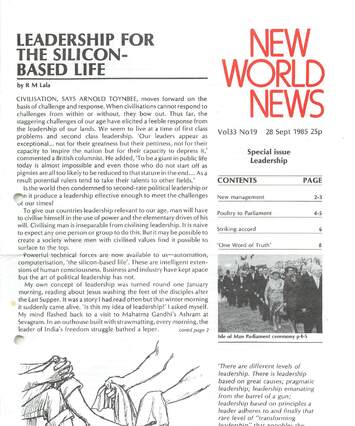 Cover of New World News - Vol. 33 No. 19, 1985-09-28