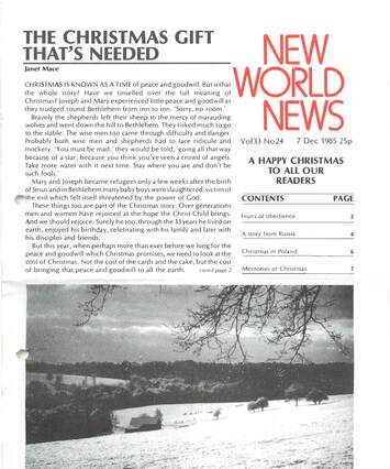 Cover of New World News - Vol. 33 No. 24, 1985-12-07