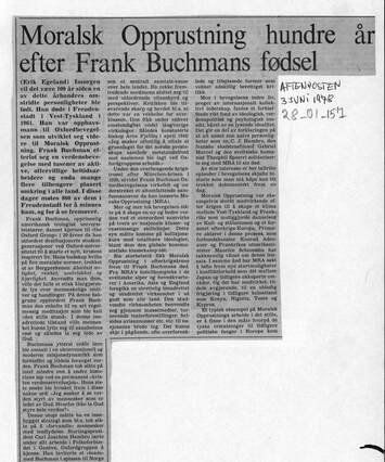 Cover of Erik Egeland: Moralsk Opprustning hundre år etter Frank Buchmans fødsel