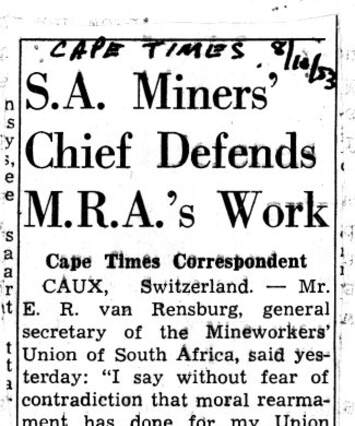 Cover of S.A. Miners' Chief Defends M.R.A.'s Work