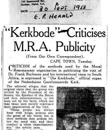 Cover of "Kerkbode" Criticises M.R.A. Publicity