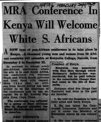 Cover of MRA Conference In Kenya Will Welcome White S. Africans