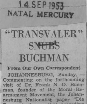 Cover of "Transvaler" Snubs Buchman