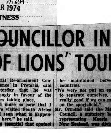Cover of Maori Councillor In Favour Of Lion's Tour