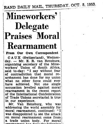 Cover of Mineworkers' Delegate Praises Moral Rearmament