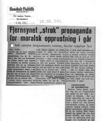 Cover of Fjernsynet "strøk" propaganda for Moralsk Opprustning i går