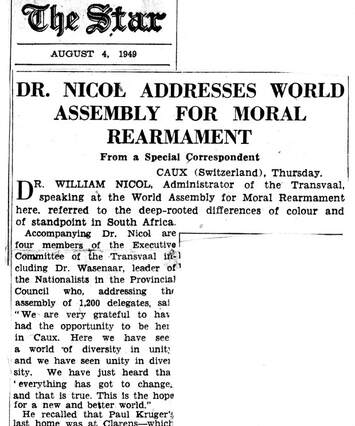 Cover of Dr Nicol Addresses World Assembly for Moral Re-Armament