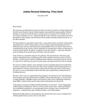 Cover of MRA Global Consultation, Tirley Garth, UK, November 1995